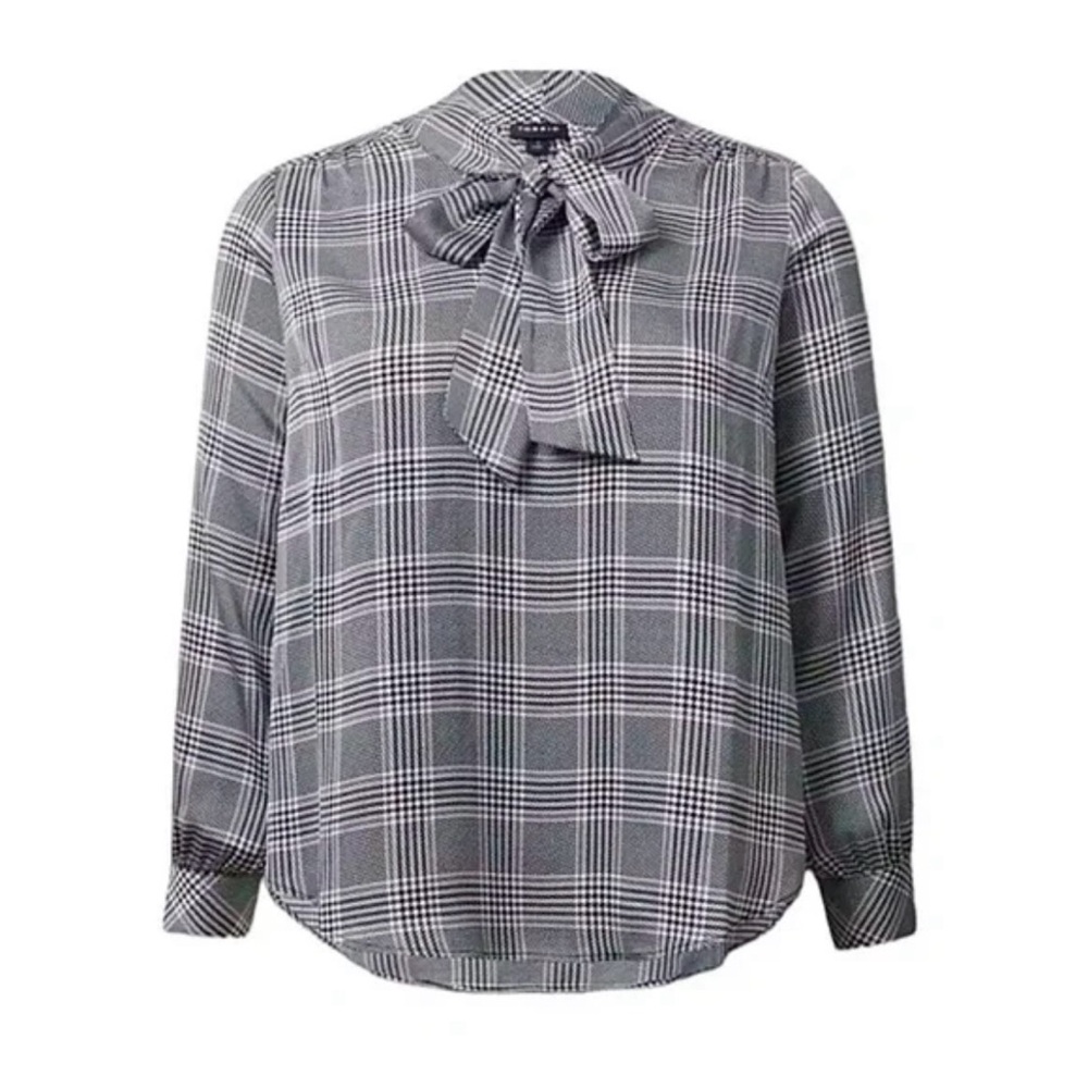 Torrid Glen Plaid Studio Bubble Bow Tie Blouse Top Shirt Size 3X, 22-24